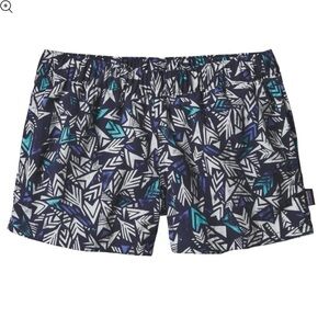 Patagonia W’s Barely Baggies Shorts 2 1/2 Quiver & Quill Navy Blue Pattern Large